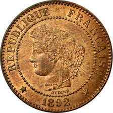 Monnaie, France, Cérès, 2 Centimes, 1892, Paris, SUP+, Bronze, Gadoury:105