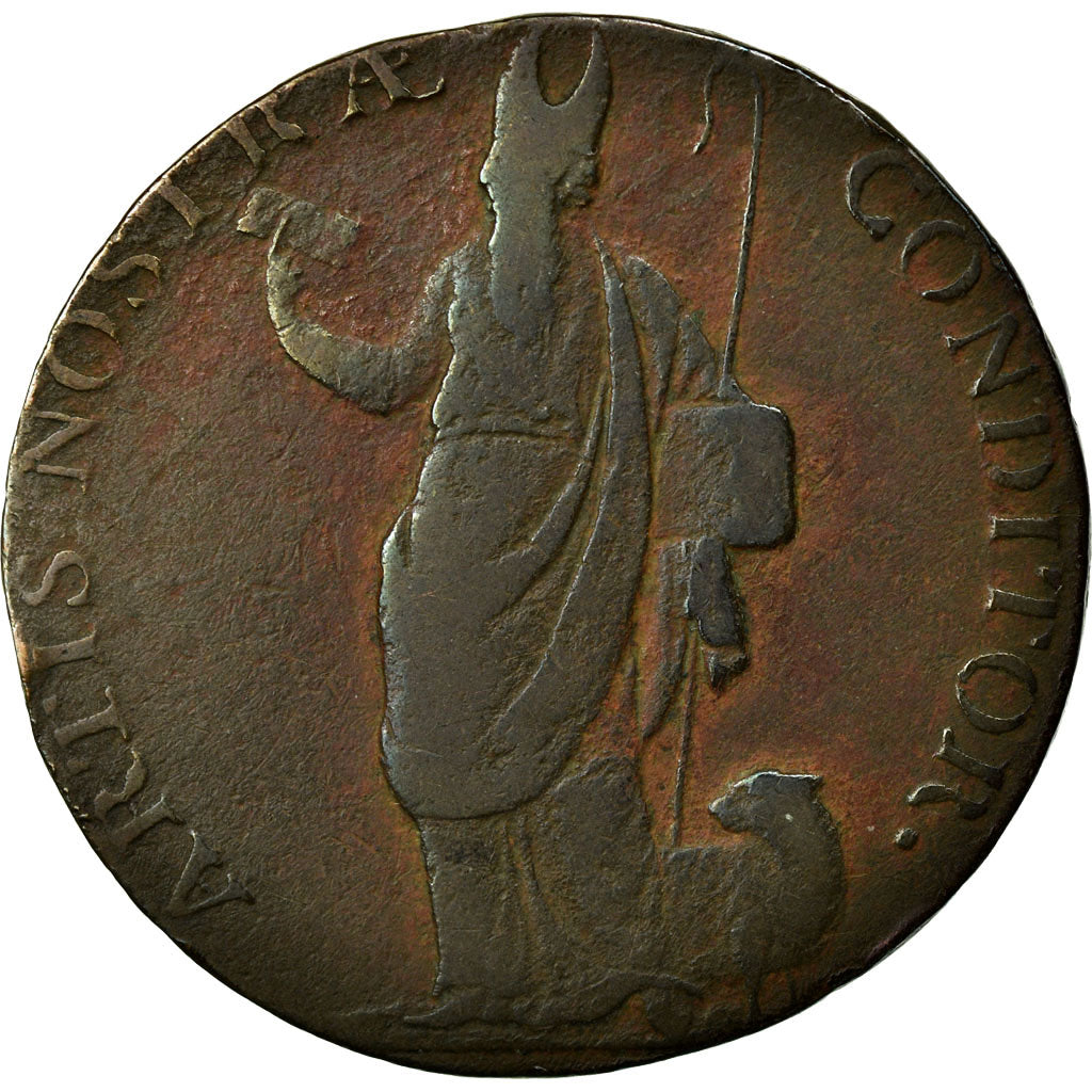 Coin, Great Britain, Yorkshire, Halfpenny Token, 1791, Leeds, VF(20-25), Copper