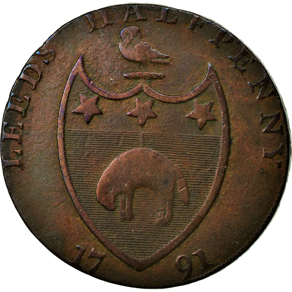 Coin, Great Britain, Yorkshire, Halfpenny Token, 1791, Leeds, VF(20-25), Copper