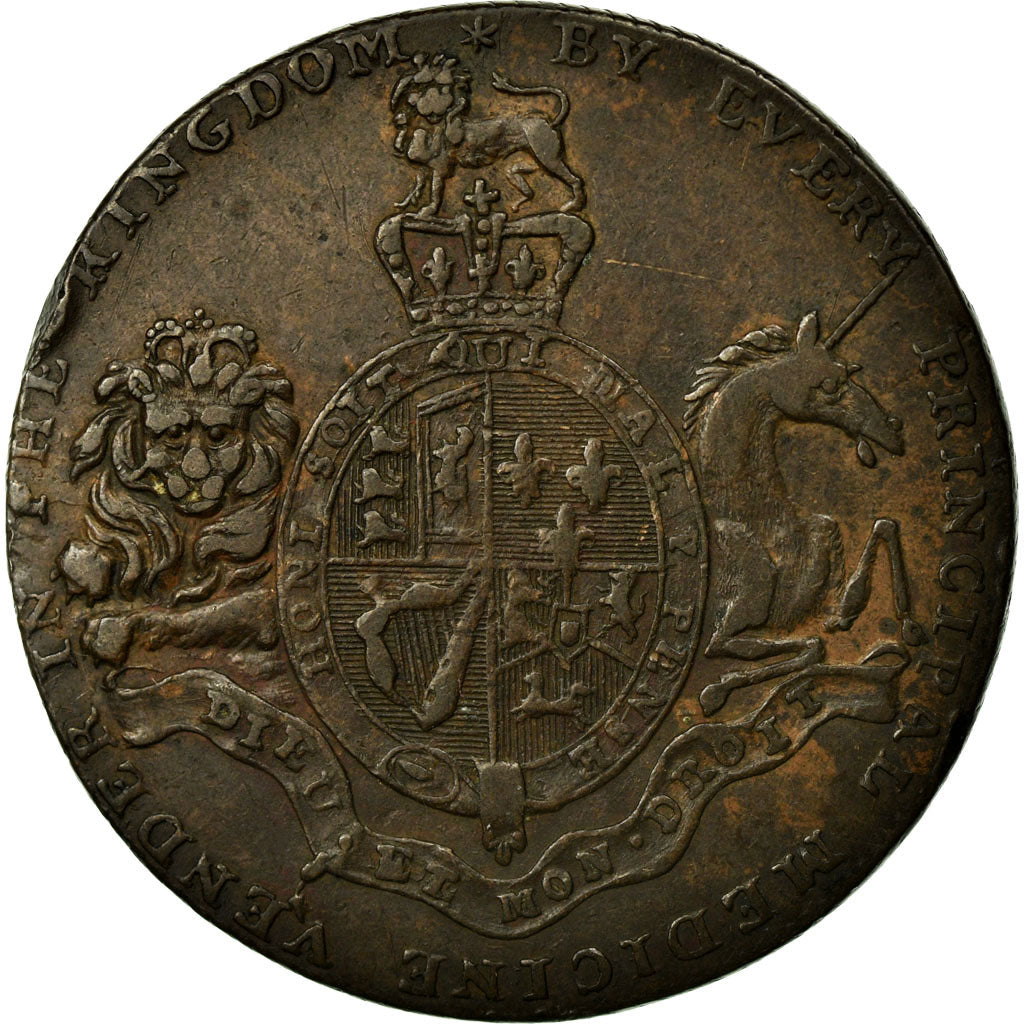 Coin, Great Britain, Middlesex, John Ching, Halfpenny Token, EF(40-45), Copper
