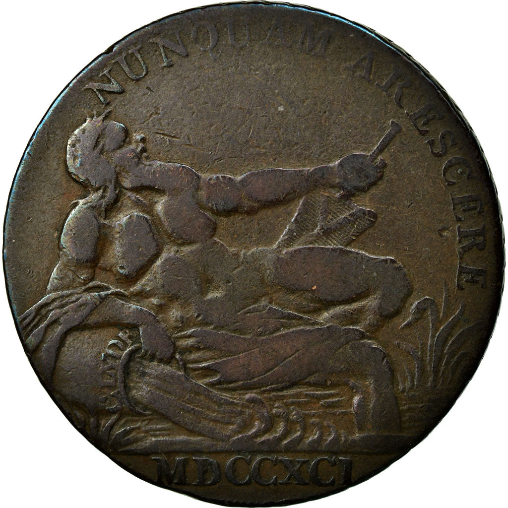 Coin, Scotland, Halfpenny Token, 1791, Glasgow, VF(20-25), Copper, Withers:3b