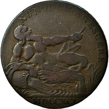 Coin, Scotland, Halfpenny Token, 1791, Glasgow, VF(20-25), Copper, Withers:3b