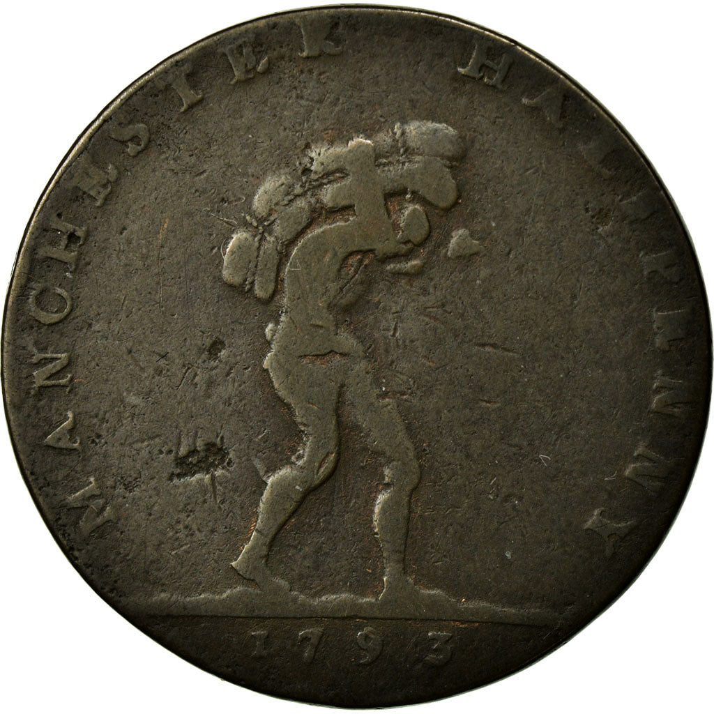 Coin, Great Britain, Lancashire, Halfpenny Token, 1793, Manchester, VF(20-25)
