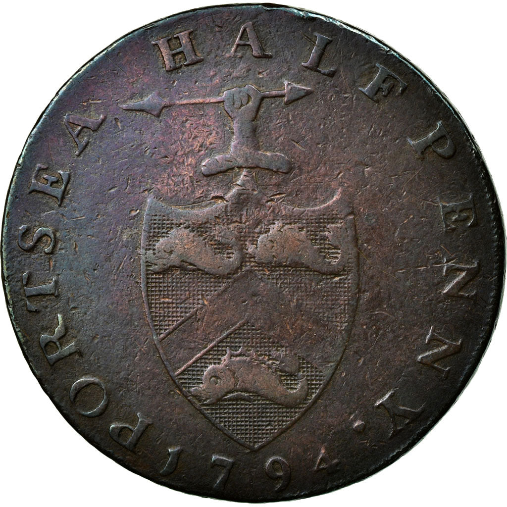 Monnaie, Grande-Bretagne, Hampshire, Halfpenny Token, 1794, Portsea, TB, Cuivre