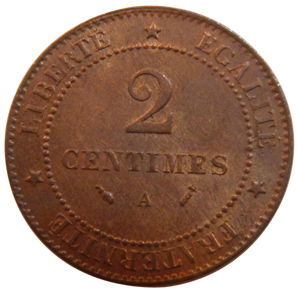 FRANCE, Cérès, 2 Centimes, 1894, Paris, KM #827.1, graded, PCGS, MS(64), Bronze,