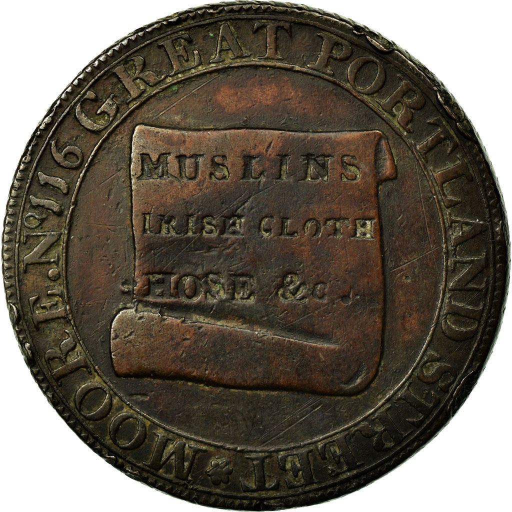 Coin, Great Britain, Middlesex, J Moore, Halfpenny Token, 1795, VF(20-25)