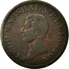 Moneda, Irlanda, Wellington, Halfpenny Token, 1805, Dublin, Rare, BC+, Cobre