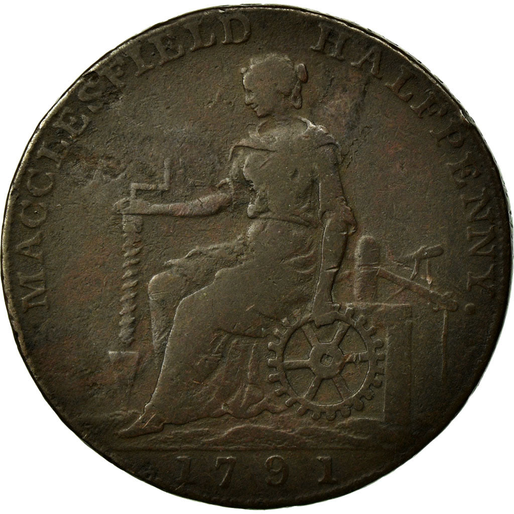 Monnaie, Grande-Bretagne, Cheshire, Halfpenny Token, 1791, Macclesfield, TB