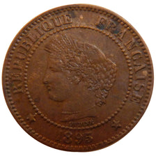 FRANCE, Cérès, 2 Centimes, 1895, Paris, KM #827.1, AU(50-53), Bronze, 20.2, G...