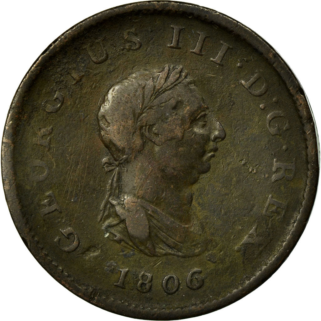 Coin, Great Britain, George III, 1/2 Penny, 1806, VF(20-25), Copper, KM:662