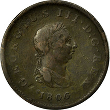 Coin, Great Britain, George III, 1/2 Penny, 1806, VF(20-25), Copper, KM:662