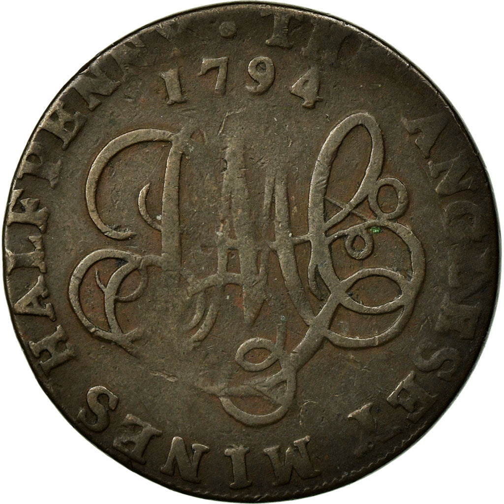 Moeda, Grã-Bretanha, Wales, Halfpenny Token, 1794, Anglesey, VF(20-25), Cobre