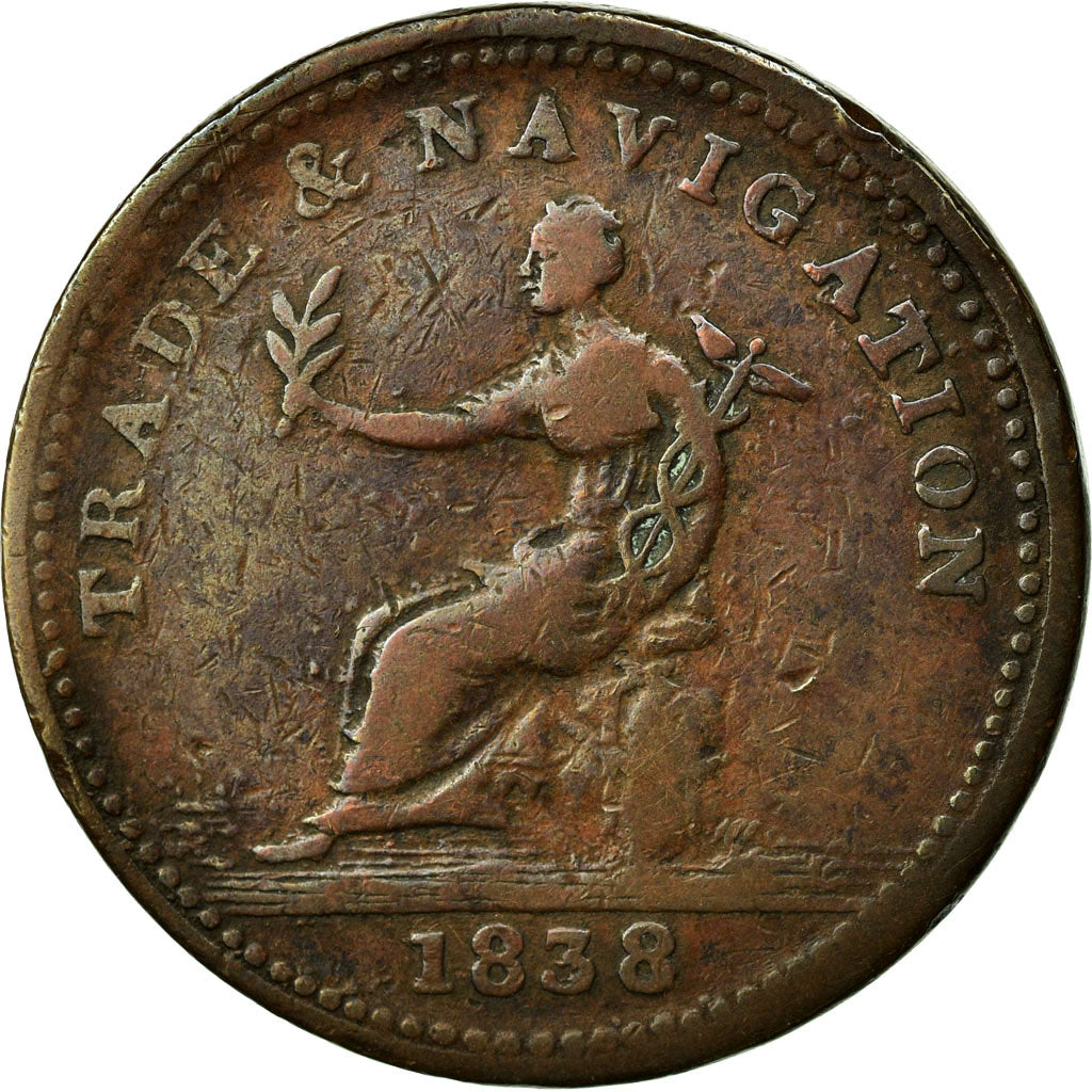 Moneta, Canada, Nova Scotia, Penny Token, 1838, VF(20-25), Miedź