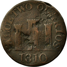 Moneta, Gibraltar, 2 Quartos, 1810, VG(8-10), Miedź, KM:Tn4.2