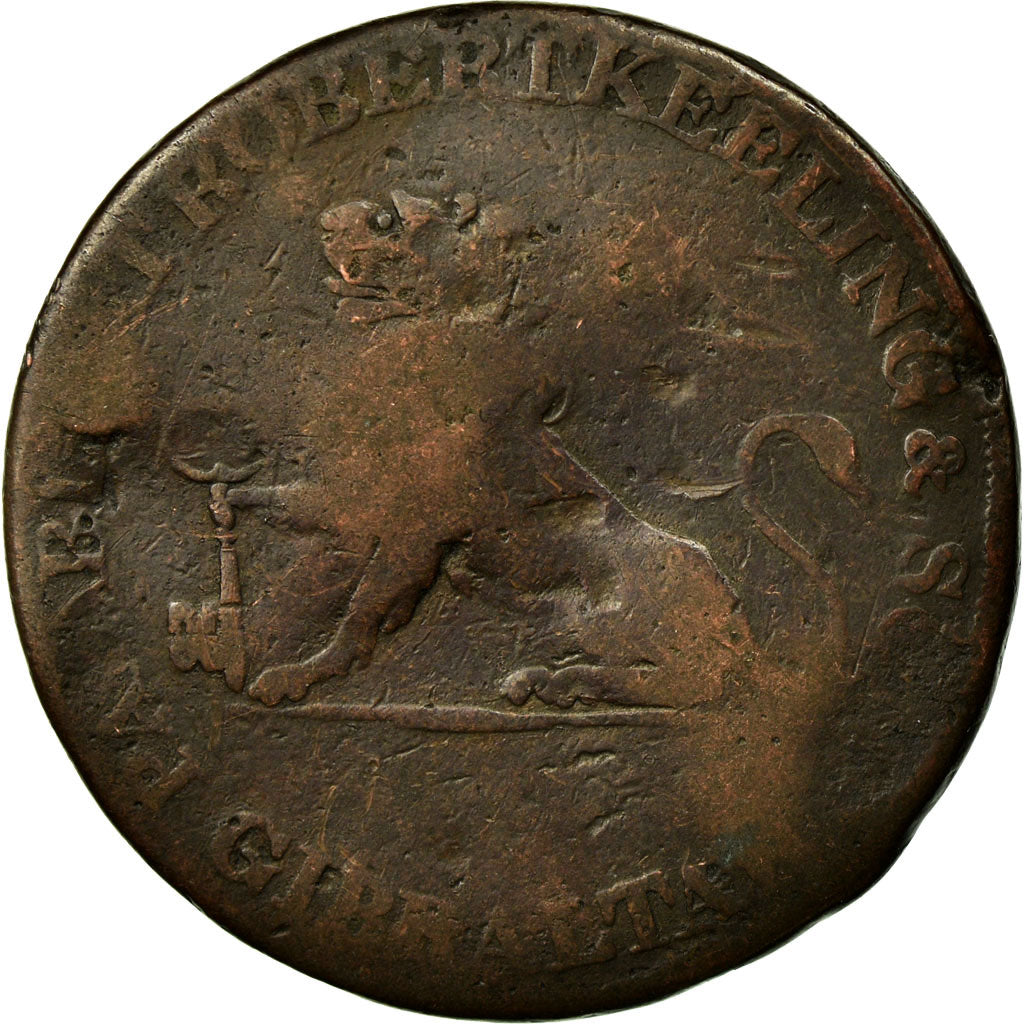 Moneta, Gibraltar, 2 Quartos, 1810, VG(8-10), Miedź, KM:Tn4.2