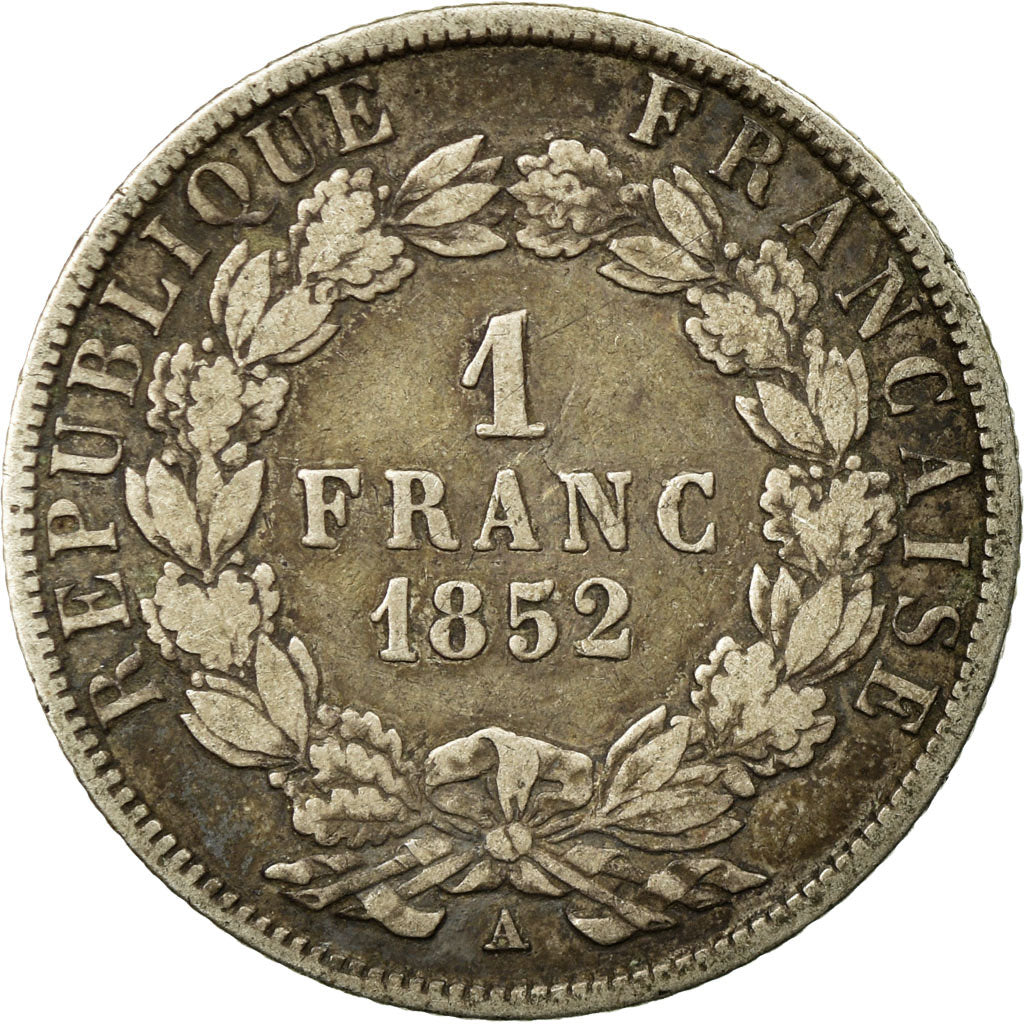 France, Napoleon III, Franc, 1852, Paris, VF(30-35), Silver, KM:772