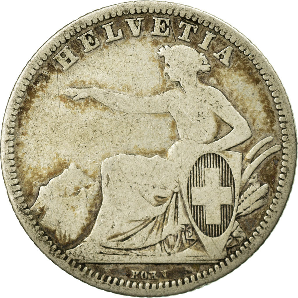 Coin, Switzerland, Franc, 1860, Bern, F(12-15), Silver, KM:9a