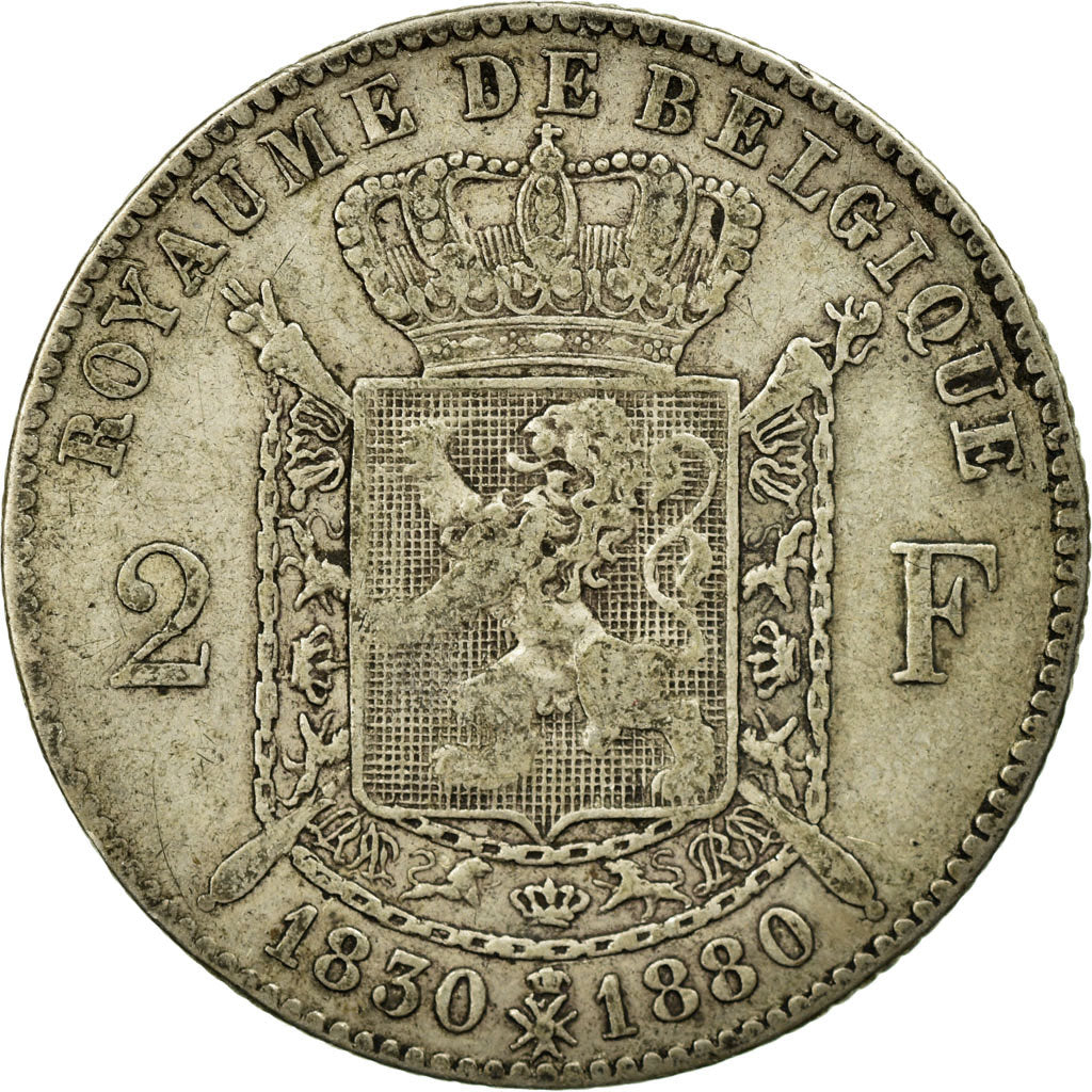 Coin, Belgium, Leopold II, 2 Francs, 2 Frank, 1880, VF(30-35), Silver, KM:39