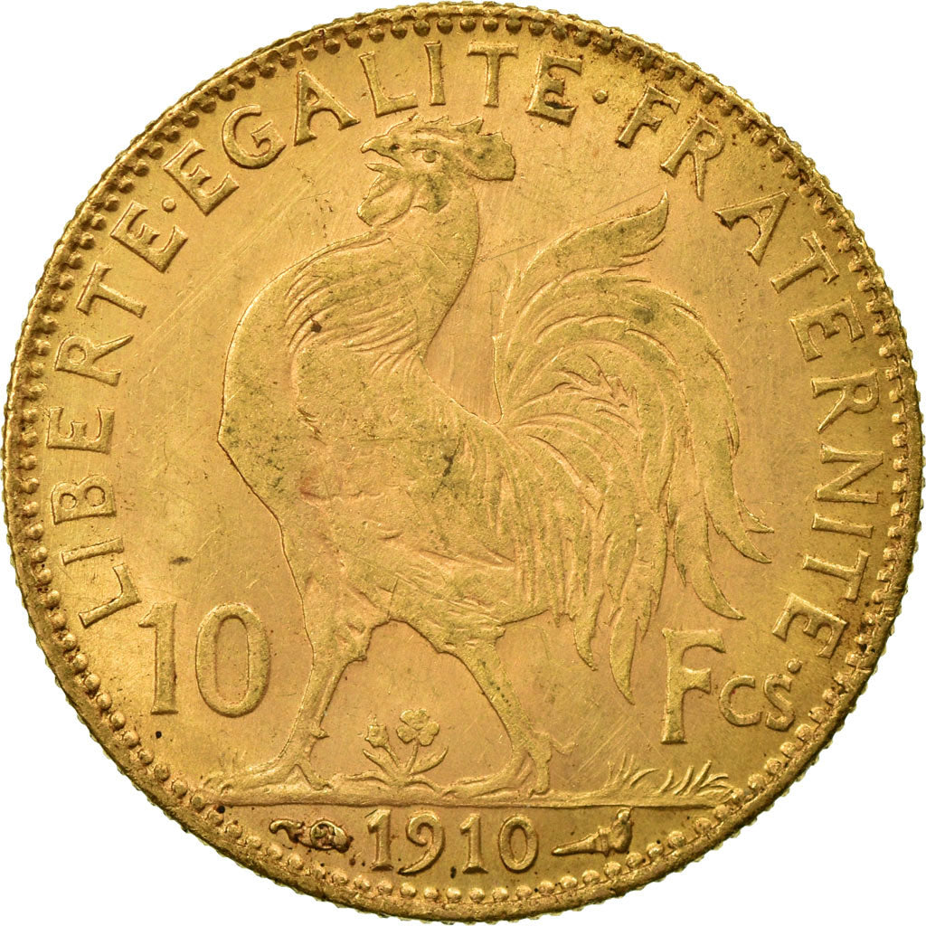 Moneta, Francja, Marianne, 10 Francs, 1910, Paris, AU(50-53), Złoto, KM:846