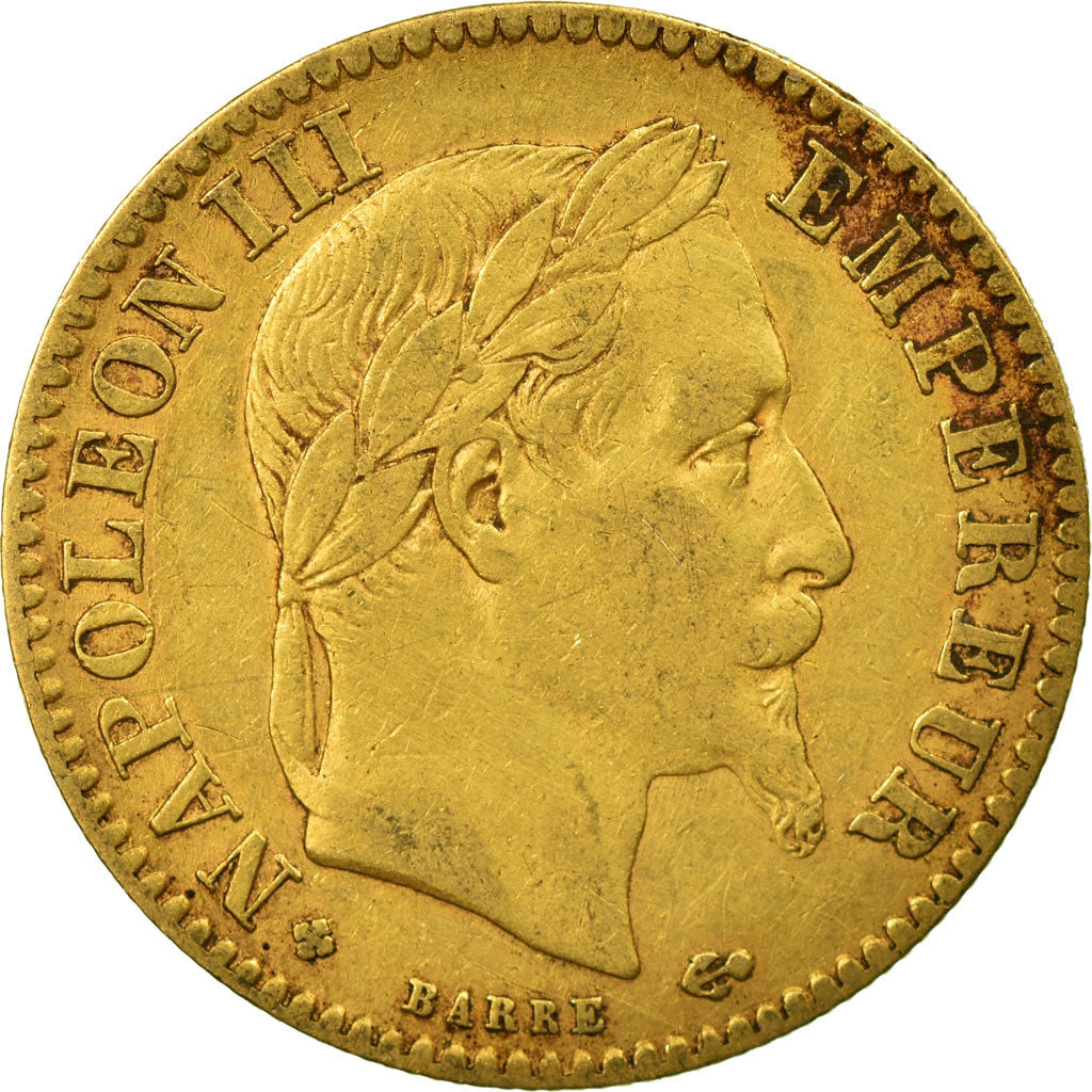 Moneta, Francia, Napoleon III, 10 Francs, 1867, Strasbourg, BB, Oro