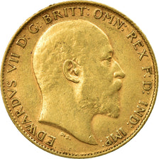 Moeda, Grã-Bretanha, Edward VII, 1/2 Sovereign, 1902, EF(40-45), Dourado