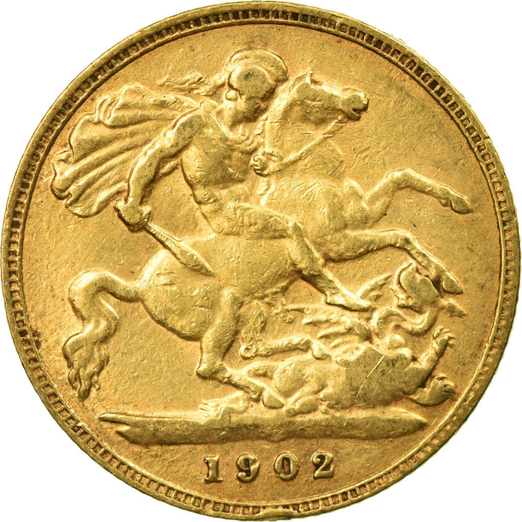 Coin, Great Britain, Edward VII, 1/2 Sovereign, 1902, EF(40-45), Gold, KM:804