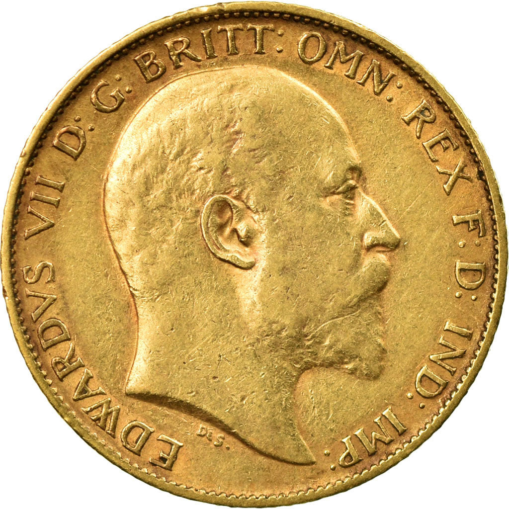 Coin, Great Britain, Edward VII, 1/2 Sovereign, 1902, EF(40-45), Gold, KM:804