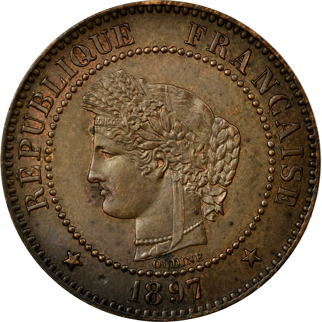 Coin, France, Cérès, 2 Centimes, 1897, Paris, AU(55-58), Bronze, KM:827.1