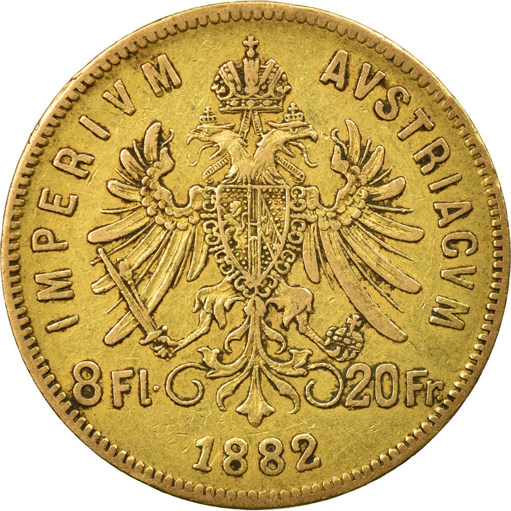 Moneda, Austria, Franz Joseph I, 8 Florins-20 Francs, 1882, MBC, Oro, KM:2269