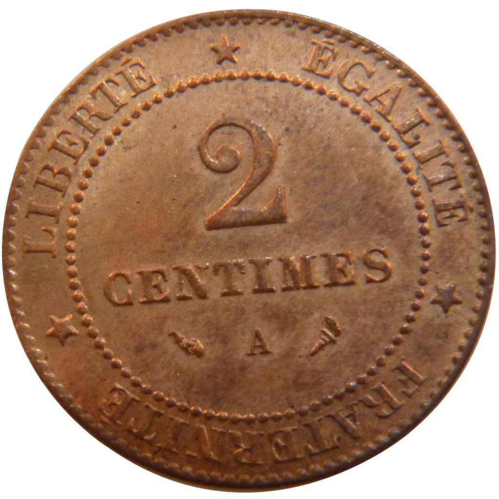 FRANCE, Cérès, 2 Centimes, 1897, Paris, KM #827.1, AU(55-58), Bronze, 20.2, G...