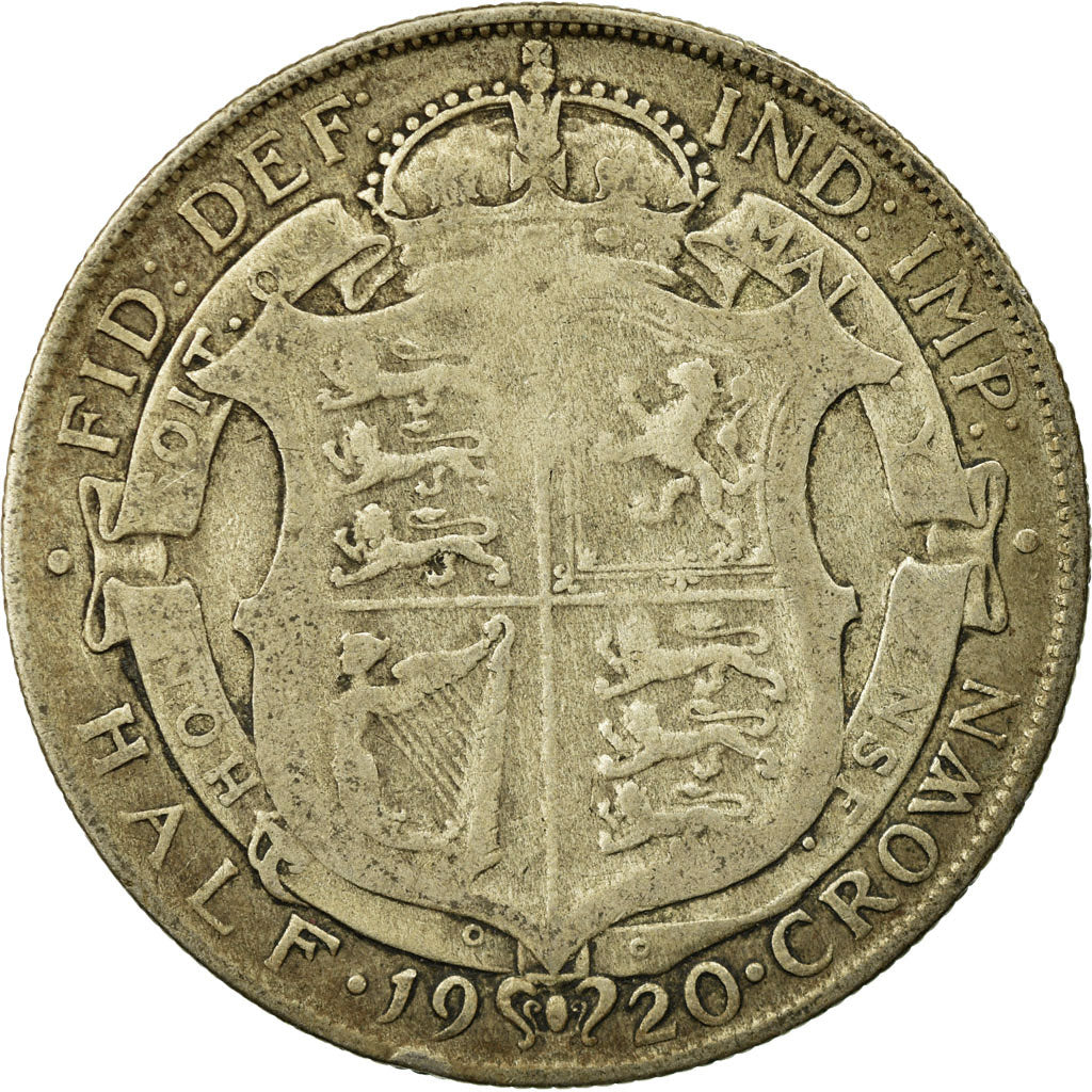 Coin, Great Britain, George V, 1/2 Crown, 1920, VF(20-25), Silver, KM:818.1a