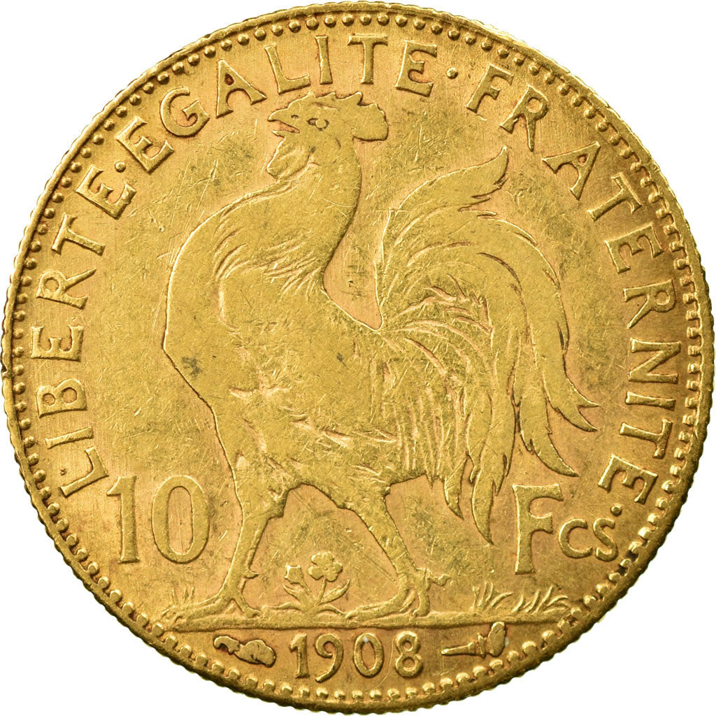 Coin, France, Marianne, 10 Francs, 1908, Paris, EF(40-45), Gold, KM:846