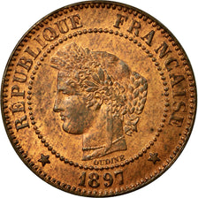 Coin, France, Cérès, 2 Centimes, 1897, Paris, MS(60-62), Bronze, Gadoury:105