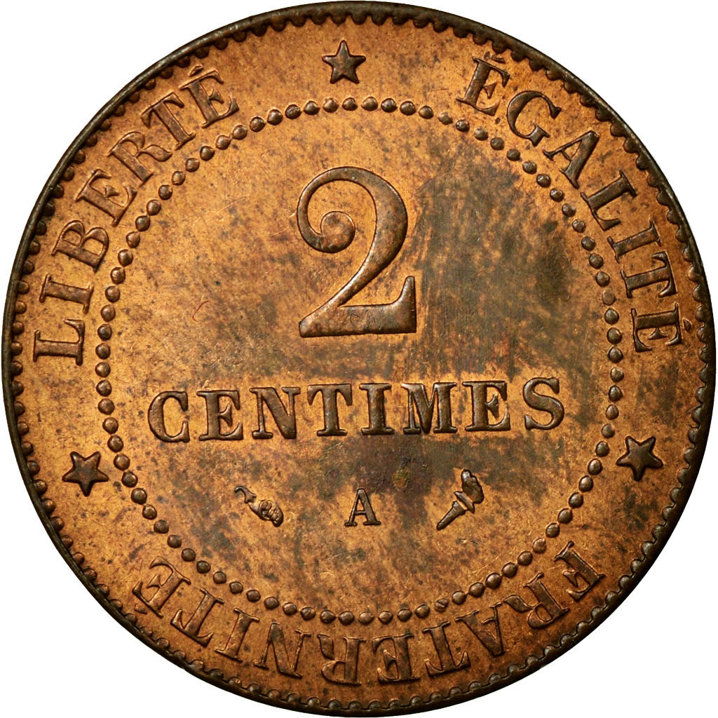 Coin, France, Cérès, 2 Centimes, 1897, Paris, MS(60-62), Bronze, Gadoury:105