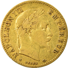 Moneda, Francia, Napoleon III, 10 Francs, 1863, Strasbourg, BC+, Oro