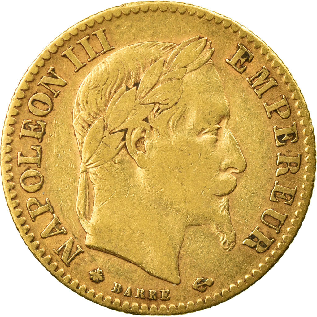 Moeda, França, Napoleon III, 10 Francs, 1867, Paris, VF(30-35), Dourado