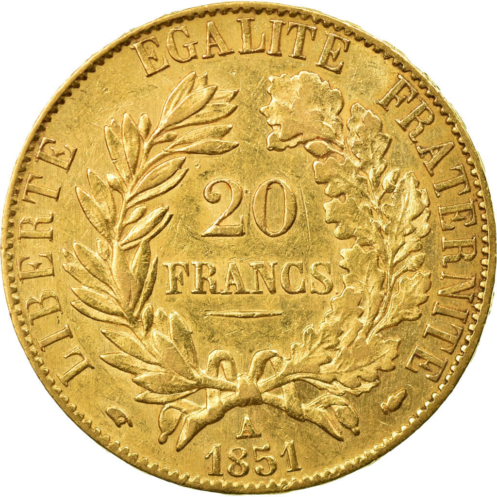 Coin, France, Cérès, 20 Francs, 1851, Paris, EF(40-45), Gold, KM:762