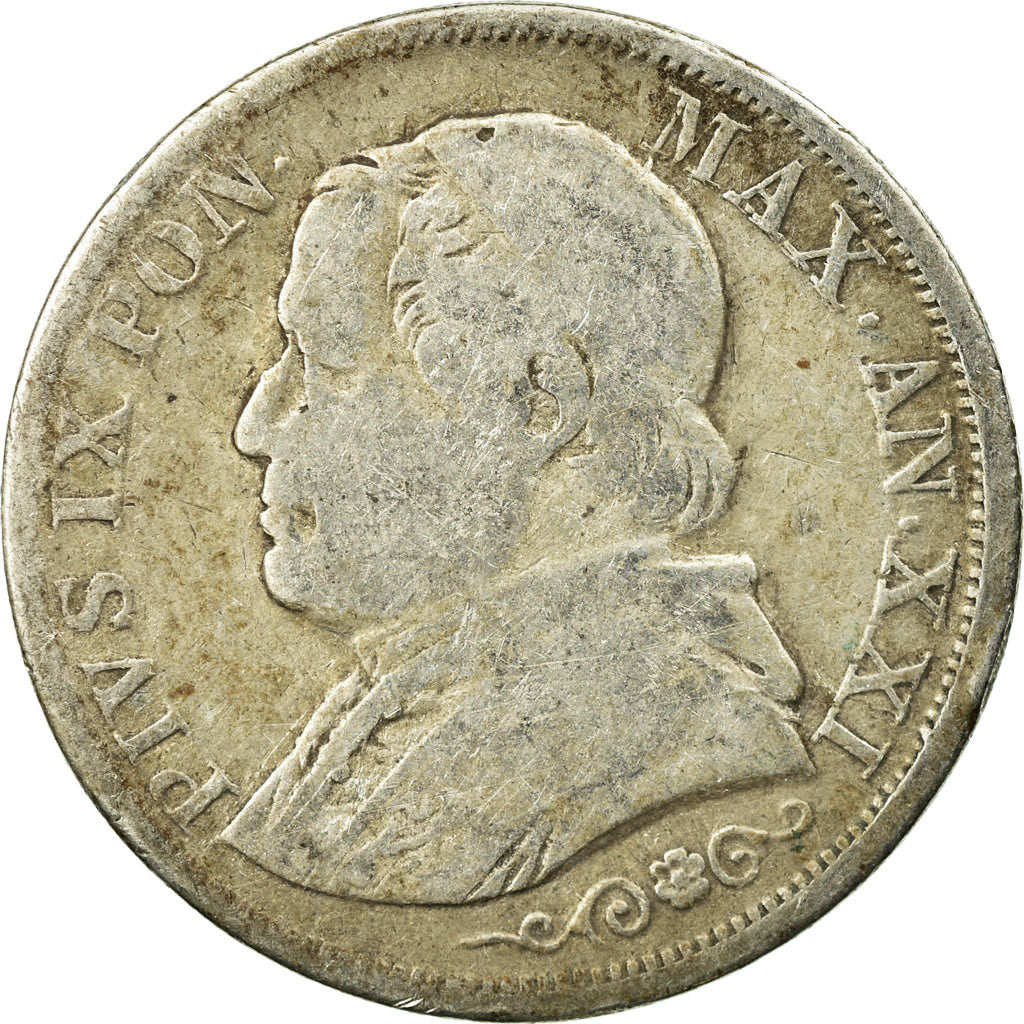 Moneta, DEPARTAMENTY WŁOSKIE, PAPAL STATES, Pius IX, Lira, 1866, Roma