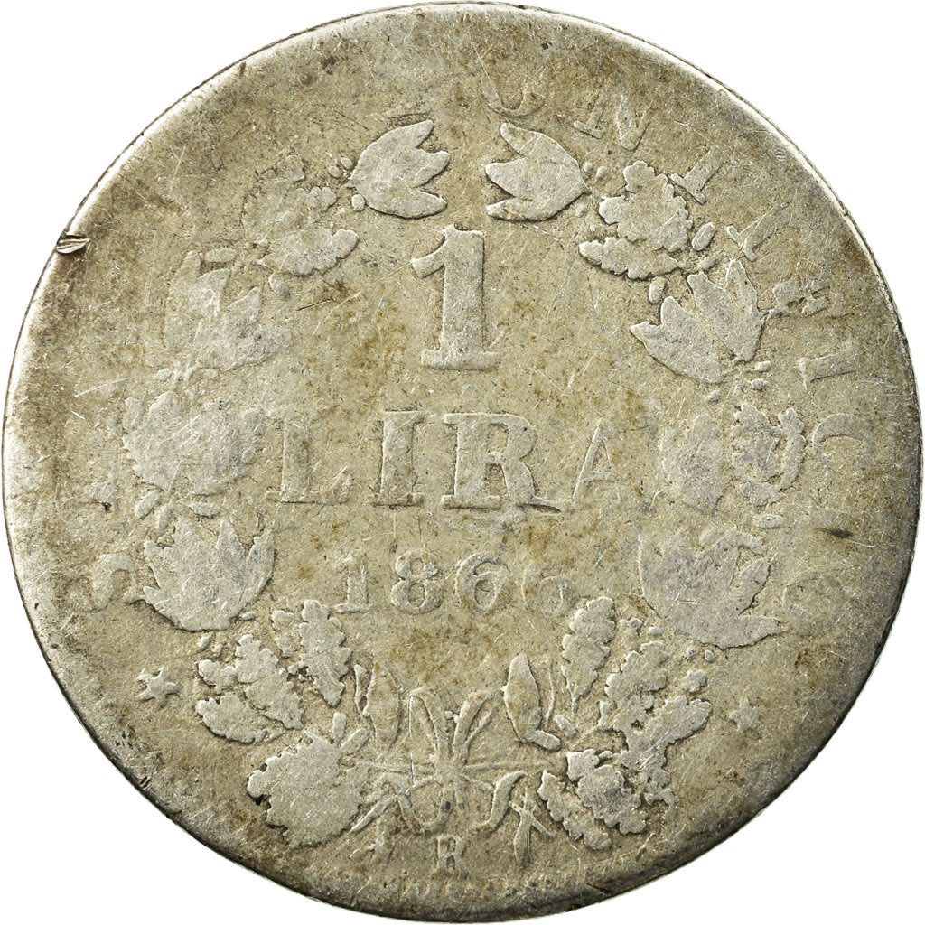 Moneta, DEPARTAMENTY WŁOSKIE, PAPAL STATES, Pius IX, Lira, 1866, Roma