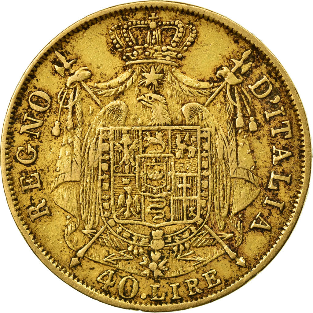 Monnaie, États italiens, KINGDOM OF NAPOLEON, Napoleon I, 40 Lire, 1814, Milan