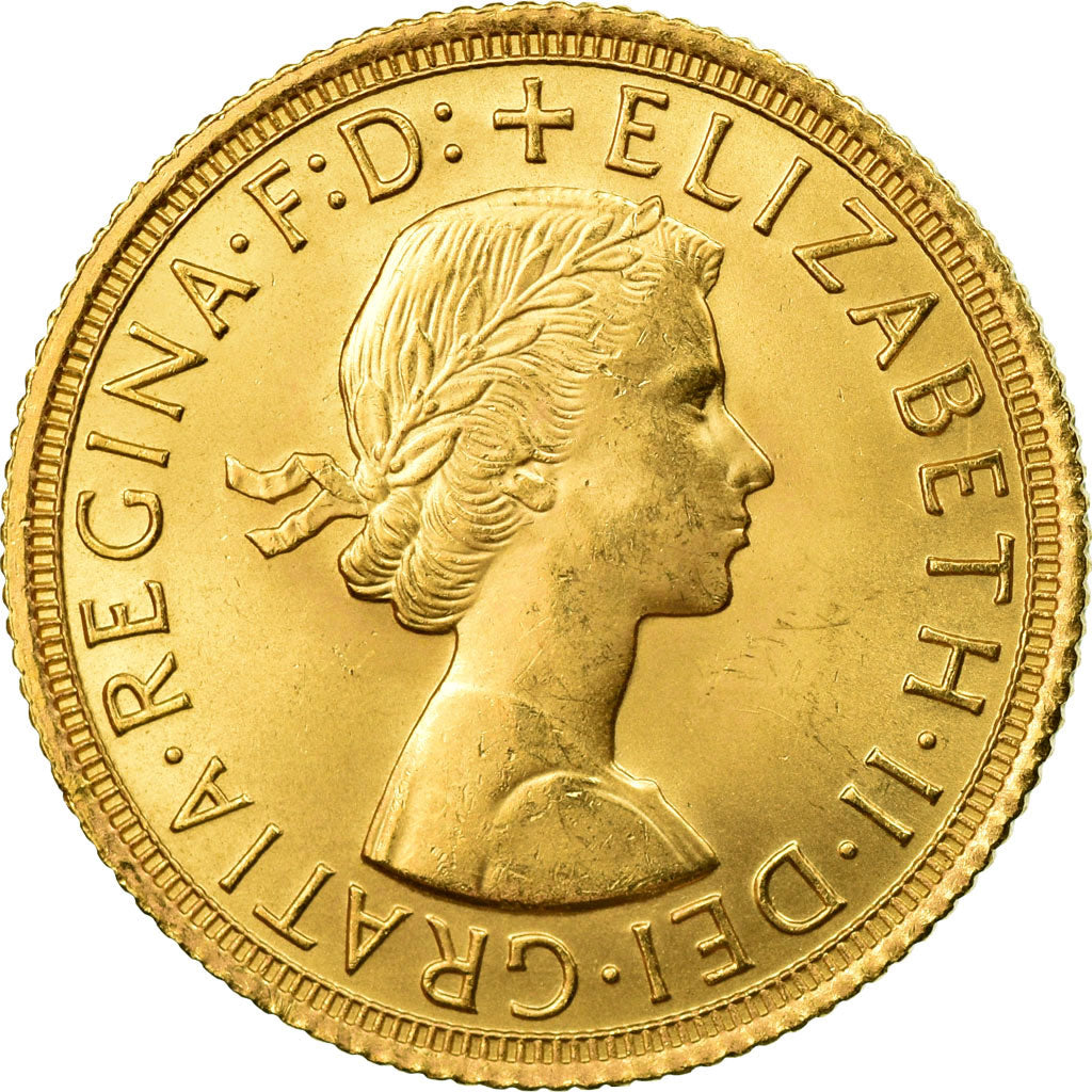 Coin, Great Britain, Elizabeth II, Sovereign, 1963, MS(63), Gold, KM:908