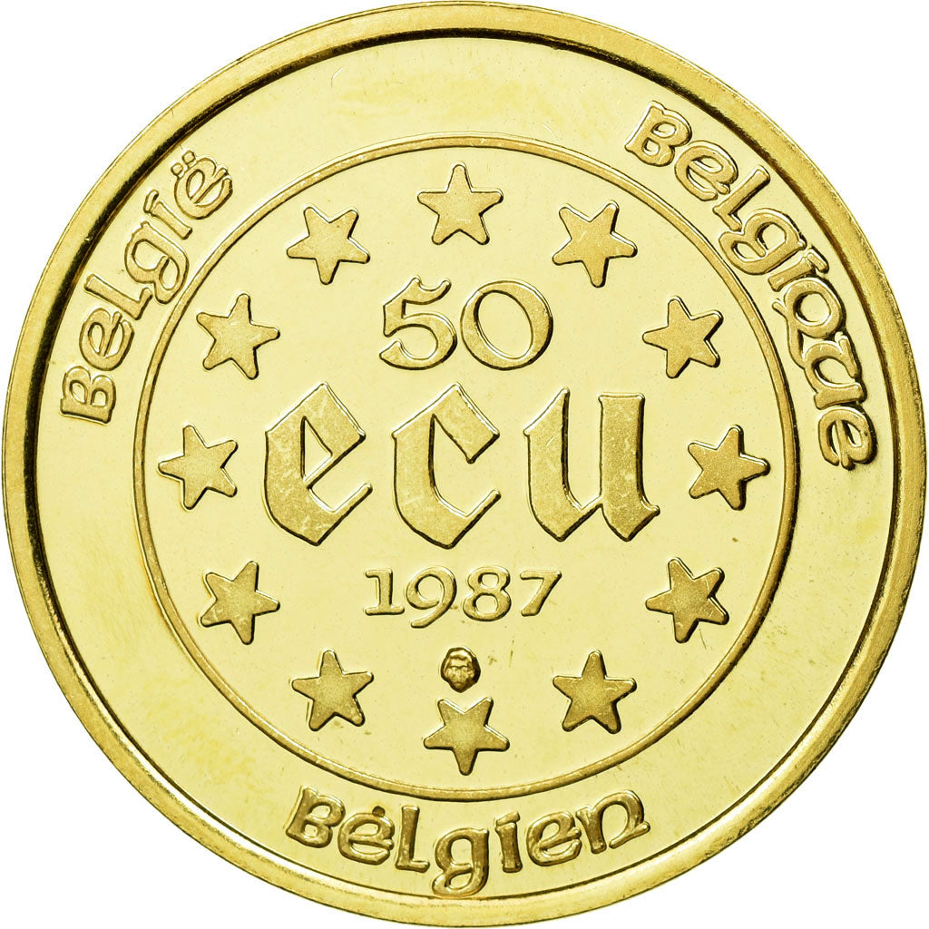 Coin, Belgium, Baudouin I, 50 Ecu, 1987, MS(65-70), Gold, KM:167