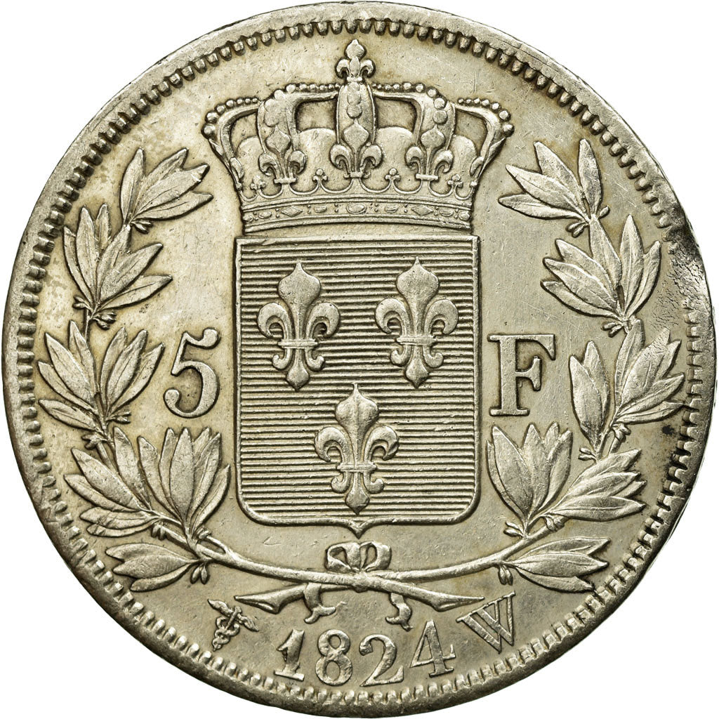 Monnaie, France, Louis XVIII, 5 Francs, 1824, Lille, TTB+, Argent, Gadoury:614
