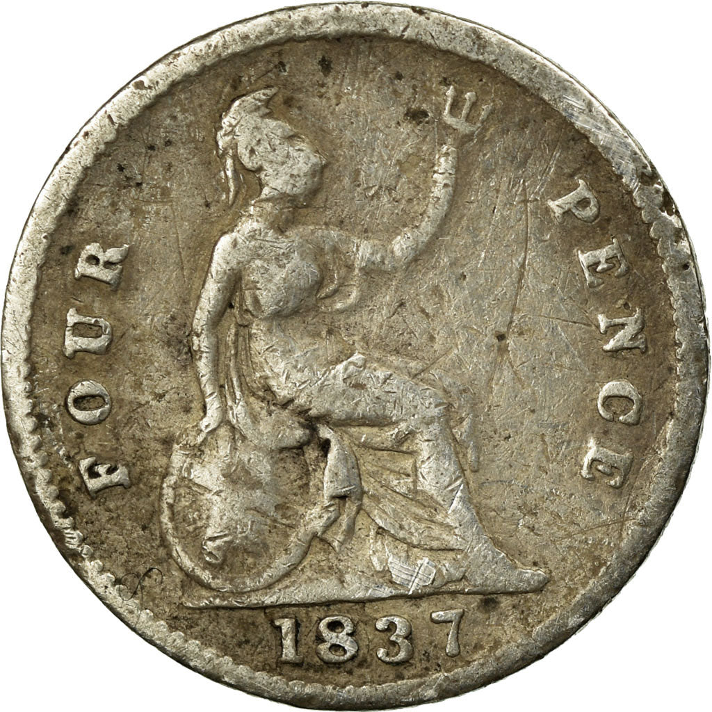 Coin, Great Britain, William IV, 4 Pence, Groat, 1837, F(12-15), Silver, KM:711