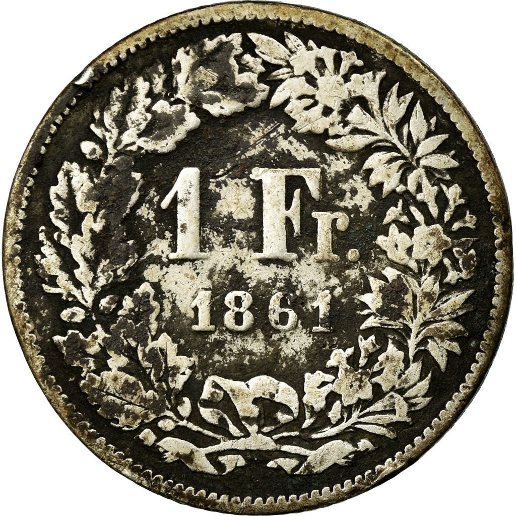 Coin, Switzerland, Franc, 1861, Bern, F(12-15), Silver, KM:9a