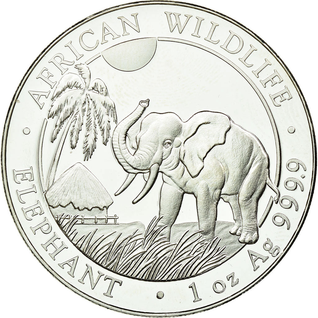 Moeda, Somália, Elephant, 100 Shillings, 2017, MS(65-70), Prata