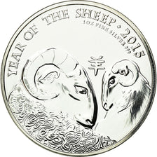 Coin, Great Britain, Year of the Sheep, Dollar, 2015, MS(65-70), Silver, KM:1289
