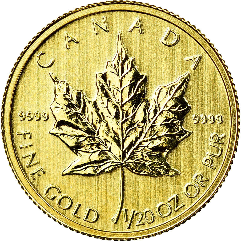 Monnaie, Canada, Elizabeth II, Maple Leaf, Dollar, 1/20 Oz, 2014, FDC, Or