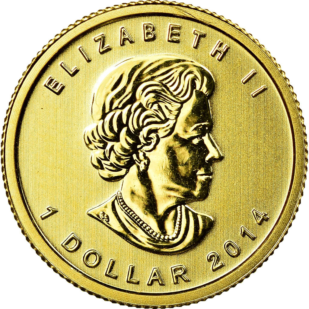 Monnaie, Canada, Elizabeth II, Maple Leaf, Dollar, 1/20 Oz, 2014, FDC, Or