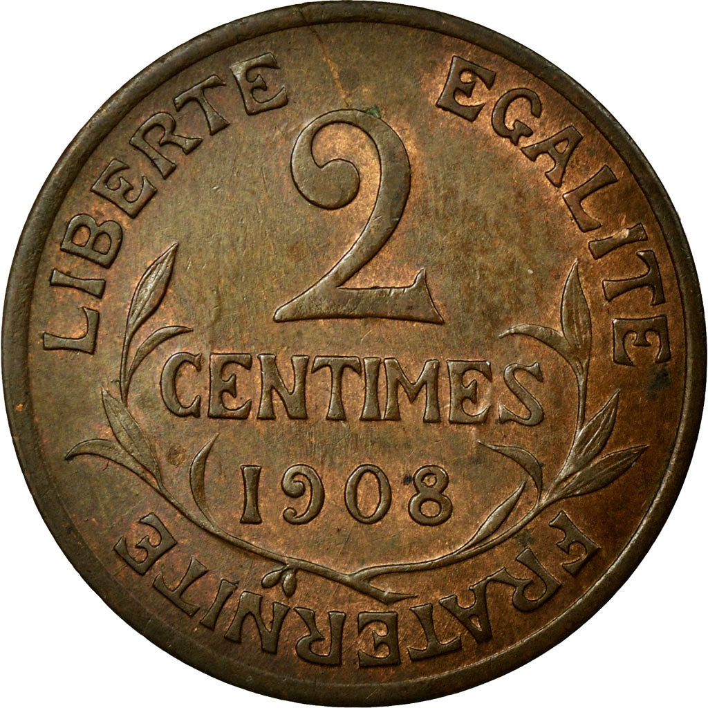 Coin, France, Dupuis, 2 Centimes, 1908, Paris, AU(55-58), Bronze, KM:841